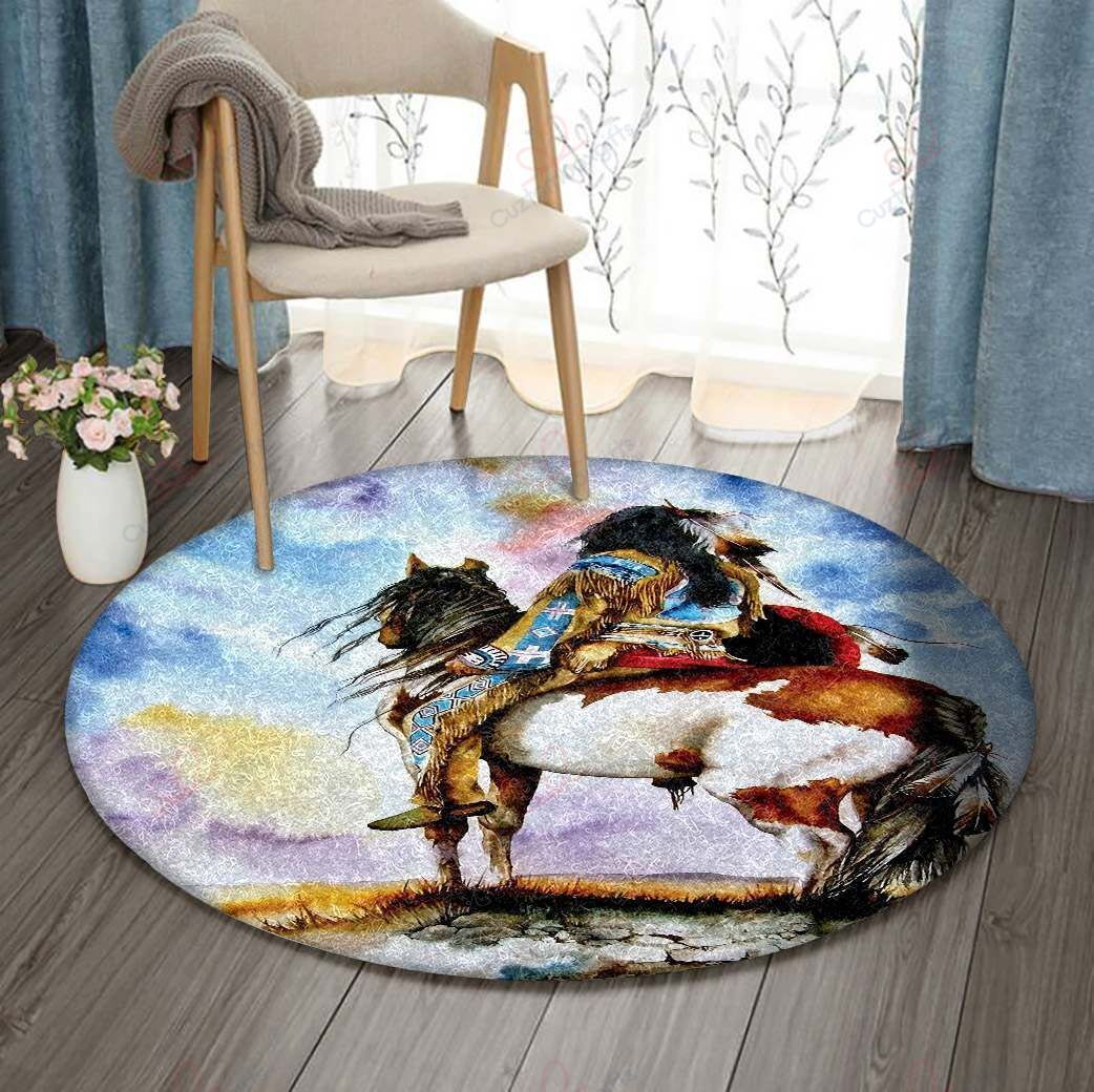 Native American Horse Round Carpet Floor Rug Living Room Bedroom Decor Round Area Rug Carpet Native American Horse Round Carpet Floor Rug Living Room Bedroom Decor Round Area Rug Carpet