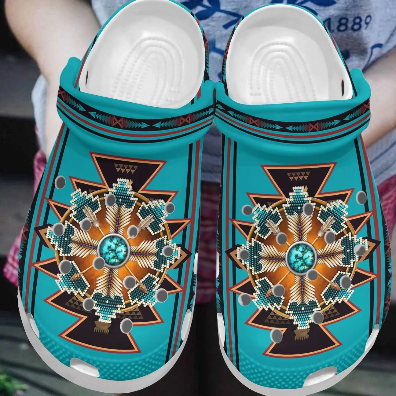 Native American Personalized Clog Custom Crocs Comfortablefashion Style Comfortable For Women Men Kid Print 3D Blue Background Native American Personalized Clog Custom Crocs Comfortablefashion Style Comfortable For Women Men Kid Print 3D Blue Background