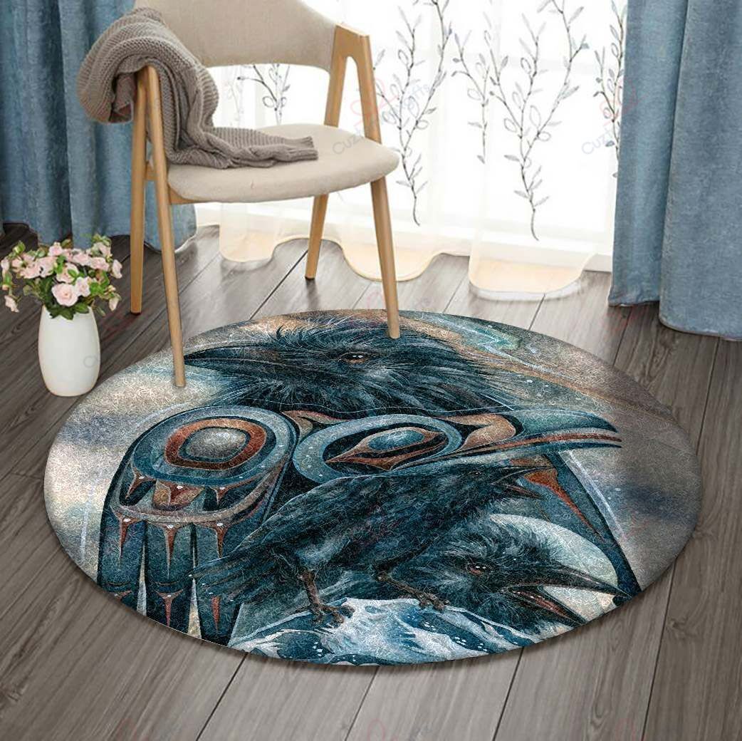 Native American Raven Round Carpet Floor Rug Living Room Bedroom Decor Round Area Rug Carpet Native American Raven Round Carpet Floor Rug Living Room Bedroom Decor Round Area Rug Carpet