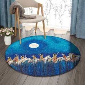 Native American Warrior Round Carpet Floor Rug Living Room Bedroom Decor Round Area Rug Carpet