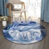 Native American White Bichon Round Carpet Floor Rug Living Room Bedroom Decor Round Area Rug Carpet