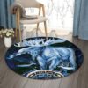 Native American White Moose In Star Night Round Carpet Floor Rug Living Room Bedroom Decor Round Area Rug Carpet