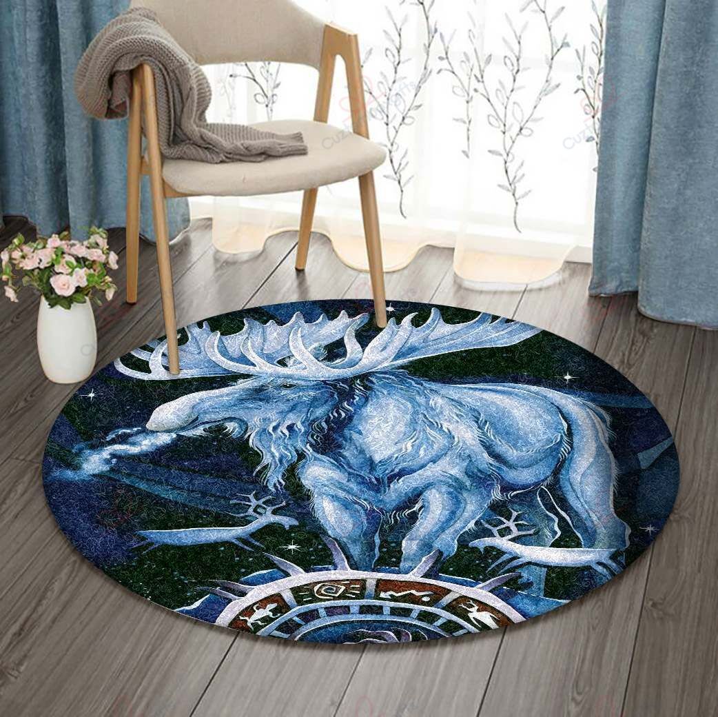 Native American White Moose In Star Night Round Carpet Floor Rug Living Room Bedroom Decor Round Area Rug Carpet Native American White Moose In Star Night Round Carpet Floor Rug Living Room Bedroom Decor Round Area Rug Carpet