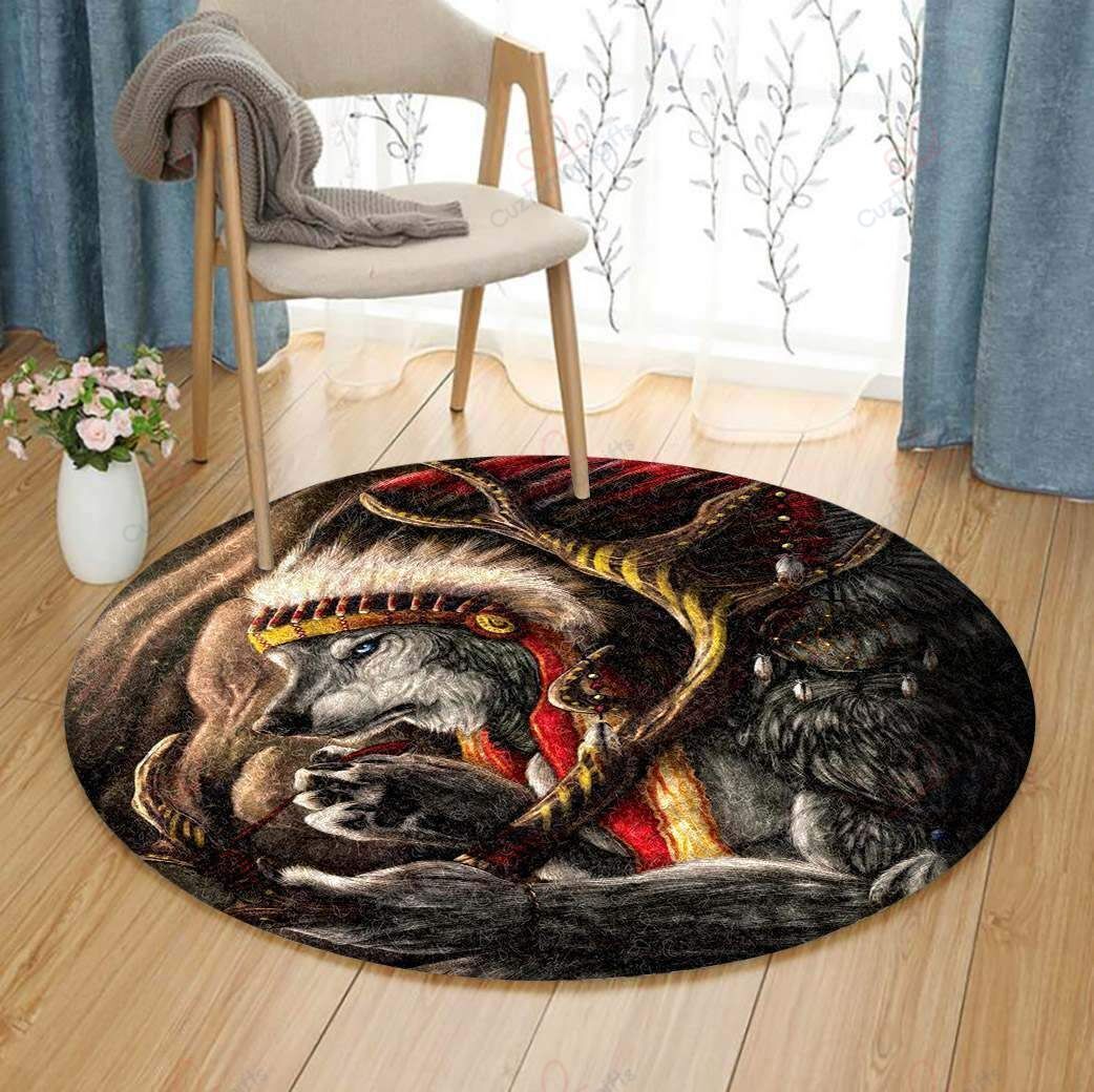Native American Wolf Round Carpet Floor Rug Living Room Bedroom Decor Round Area Rug Carpet Native American Wolf Round Carpet Floor Rug Living Room Bedroom Decor Round Area Rug Carpet