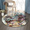 Native American Wooden Horse Round Carpet Floor Rug Living Room Bedroom Decor Round Area Rug Carpet
