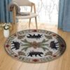 Native Bear Round Carpet Floor Rug Living Room Bedroom Decor Round Area Rug Carpet