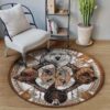 Native Bears Round Carpet Floor Rug Living Room Bedroom Decor Round Area Rug Carpet