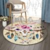 Native Buffalo Skull Round Carpet Floor Rug Living Room Bedroom Decor Round Area Rug Carpet
