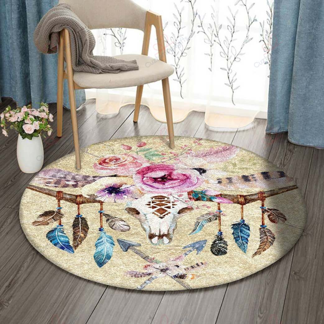 Native Buffalo Skull Round Carpet Floor Rug Living Room Bedroom Decor Round Area Rug Carpet Native Buffalo Skull Round Carpet Floor Rug Living Room Bedroom Decor Round Area Rug Carpet