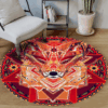 Native Fox Round Carpet Floor Rug Living Room Bedroom Decor Round Area Rug Carpet