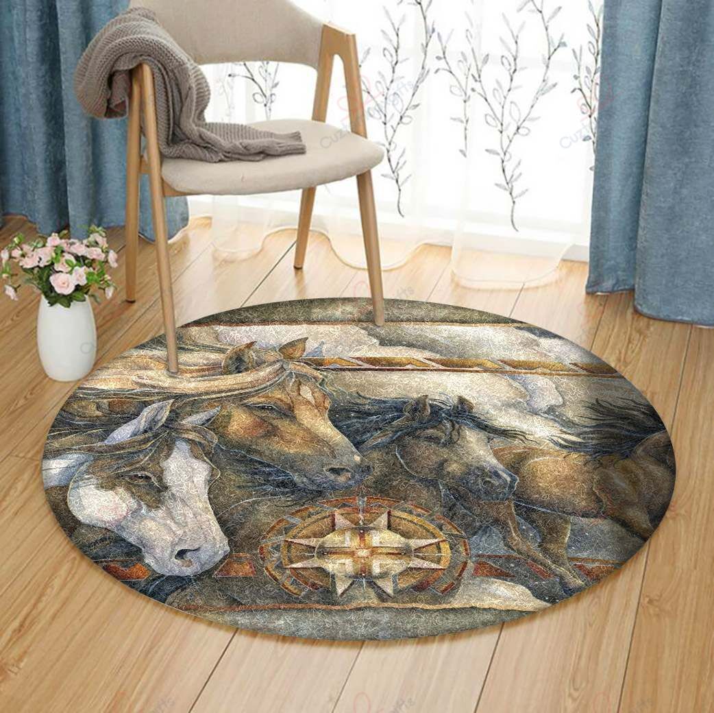 Native Horse Round Carpet Floor Rug Living Room Bedroom Decor Round Area Rug Carpet Native Horse Round Carpet Floor Rug Living Room Bedroom Decor Round Area Rug Carpet