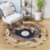 Native Moon And Wolf Round Carpet Floor Rug Living Room Bedroom Decor Round Area Rug Carpet