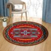 Native Red Pattern Round Carpet Floor Rug Living Room Bedroom Decor Round Area Rug Carpet