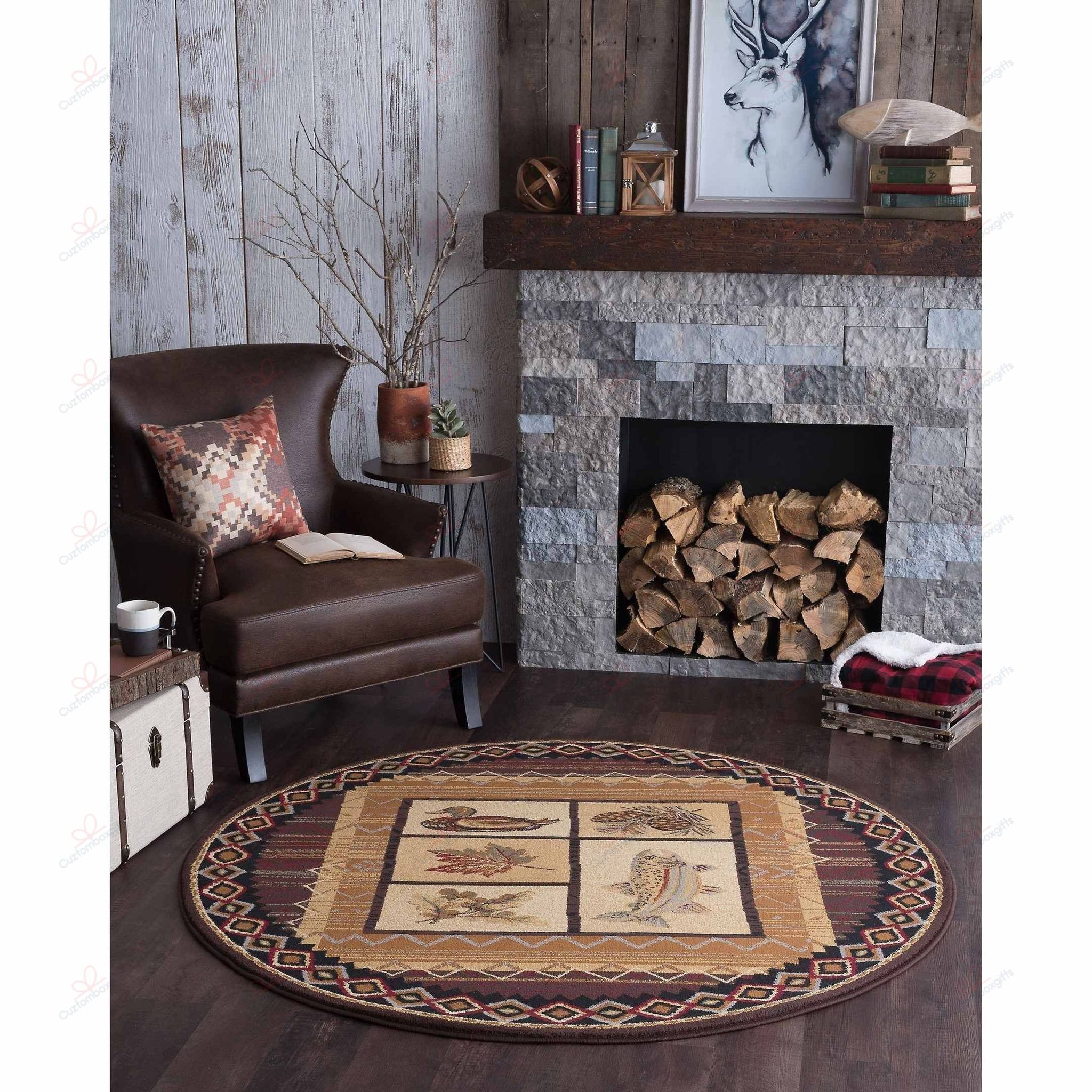 Natural Lodge Novelty Round Carpet Floor Rug Living Room Bedroom Decor Round Area Rug Carpet Natural Lodge Novelty Round Carpet Floor Rug Living Room Bedroom Decor Round Area Rug Carpet