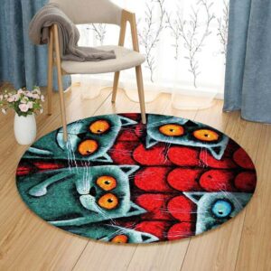 Naughty Cat Round Carpet Floor Rug Living Room Bedroom Decor Round Area Rug Carpet