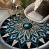 Naumaddic Arts Black Native American Round Carpet Floor Rug Living Room Bedroom Decor Round Area Rug Carpet