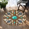 Naumaddic Arts Blue Stone Native American Round Carpet Floor Rug Living Room Bedroom Decor Round Area Rug Carpet