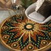 Naumaddic Arts Brown Native American Round Carpet Floor Rug Living Room Bedroom Decor Round Area Rug Carpet