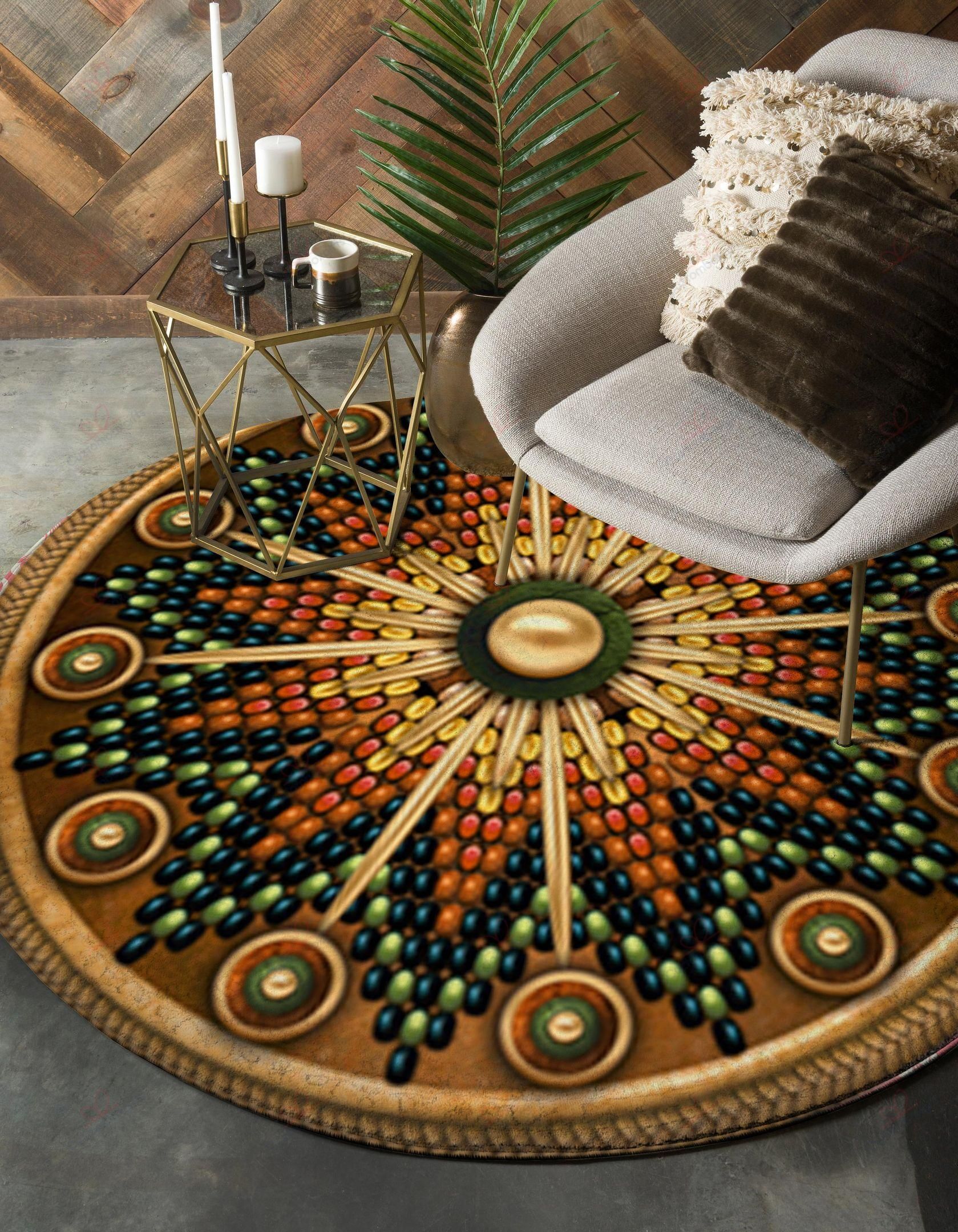 Naumaddic Arts Brown Native American Round Carpet Floor Rug Living Room Bedroom Decor Round Area Rug Carpet Naumaddic Arts Brown Native American Round Carpet Floor Rug Living Room Bedroom Decor Round Area Rug Carpet