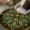 Naumaddic Arts Green Native American Round Carpet Floor Rug Living Room Bedroom Decor Round Area Rug Carpet