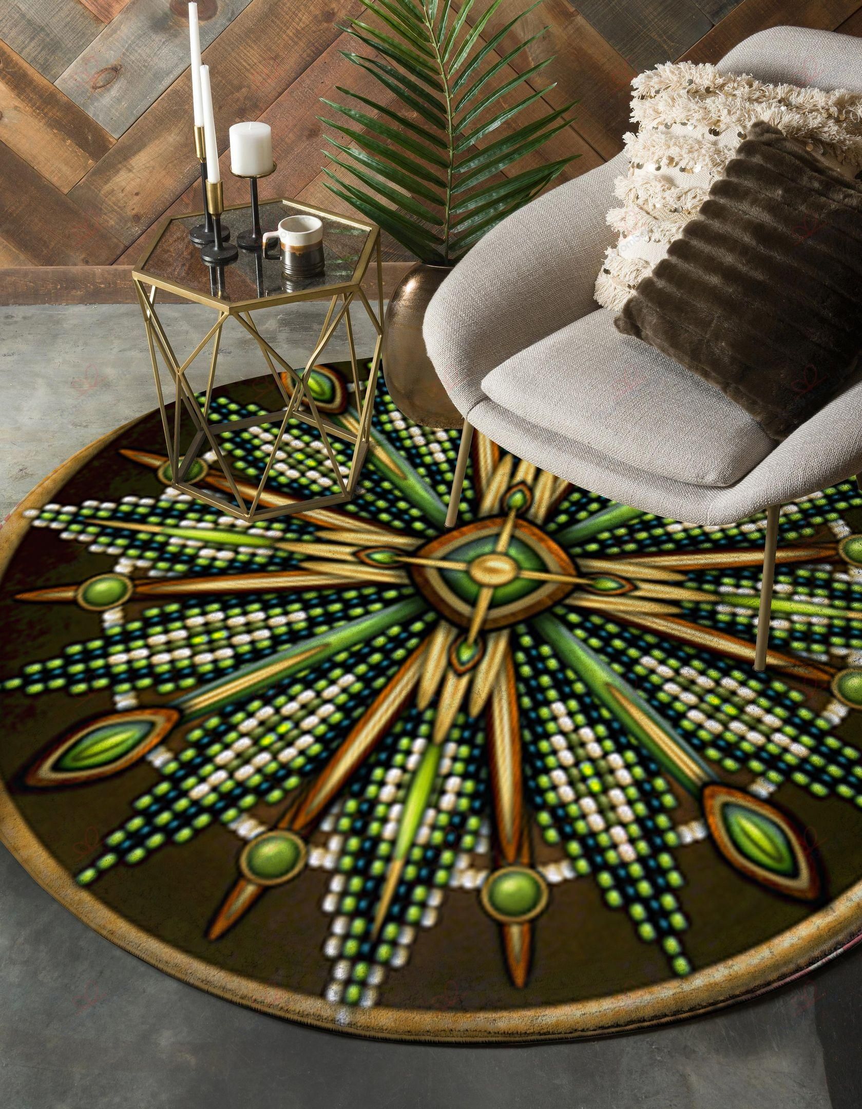 Naumaddic Arts Green Native American Round Carpet Floor Rug Living Room Bedroom Decor Round Area Rug Carpet Naumaddic Arts Green Native American Round Carpet Floor Rug Living Room Bedroom Decor Round Area Rug Carpet