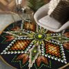 Naumaddic Arts Green Orange Cross Rosette Native American Round Carpet Floor Rug Living Room Bedroom Decor Round Area Rug Carpet