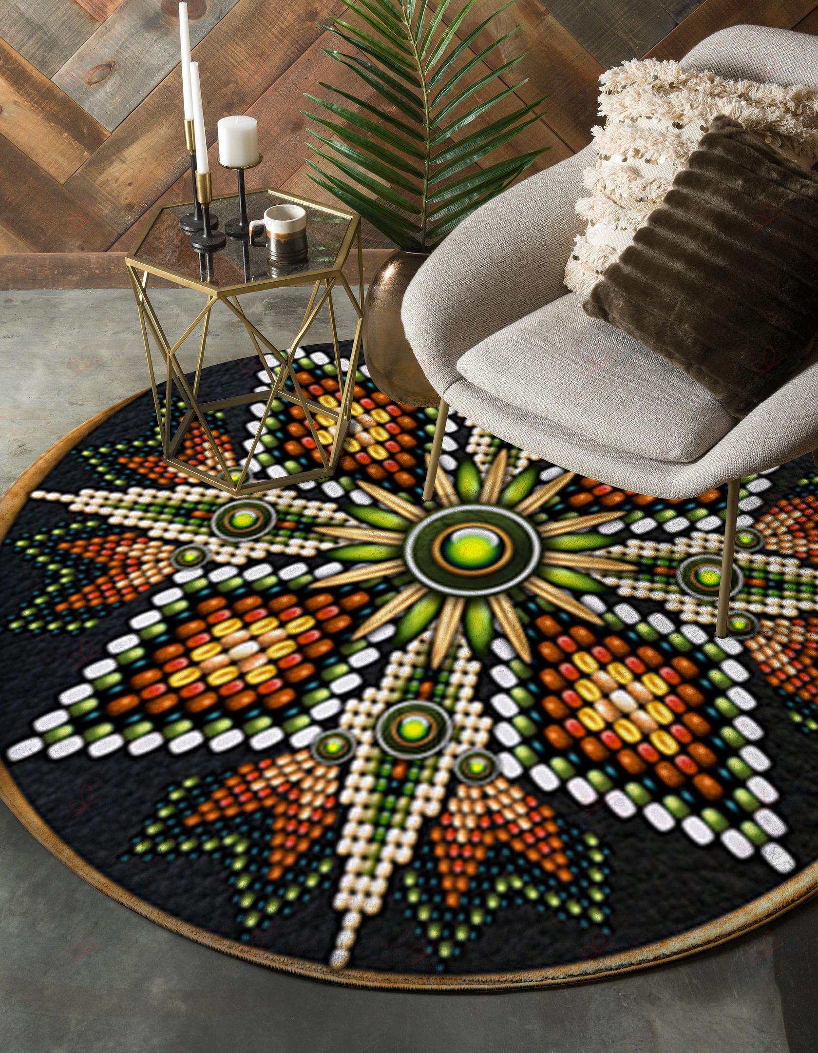 Naumaddic Arts Green Orange Cross Rosette Native American Round Carpet Floor Rug Living Room Bedroom Decor Round Area Rug Carpet Naumaddic Arts Green Orange Cross Rosette Native American Round Carpet Floor Rug Living Room Bedroom Decor Round Area Rug Carpet
