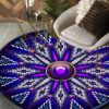 Naumaddic Arts Purple Native American Round Carpet Floor Rug Living Room Bedroom Decor Round Area Rug Carpet