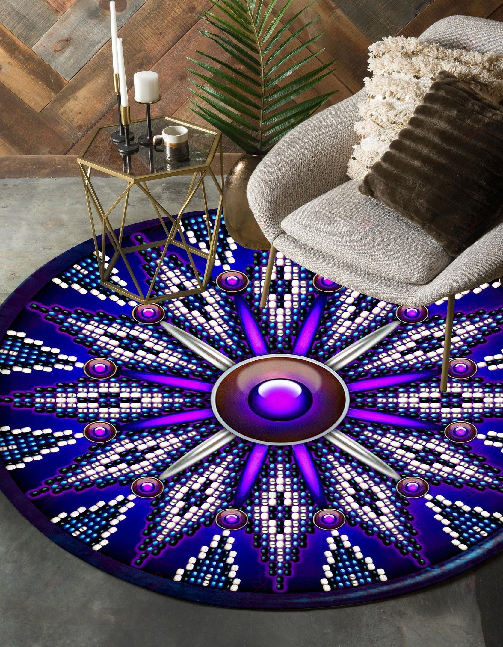 Naumaddic Arts Purple Native American Round Carpet Floor Rug Living Room Bedroom Decor Round Area Rug Carpet Naumaddic Arts Purple Native American Round Carpet Floor Rug Living Room Bedroom Decor Round Area Rug Carpet