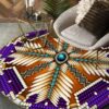 Naumaddic Arts Purple White Native American Round Carpet Floor Rug Living Room Bedroom Decor Round Area Rug Carpet
