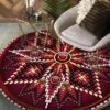 Naumaddic Arts Red Cross Rosette Native American Round Carpet Floor Rug Living Room Bedroom Decor Round Area Rug Carpet