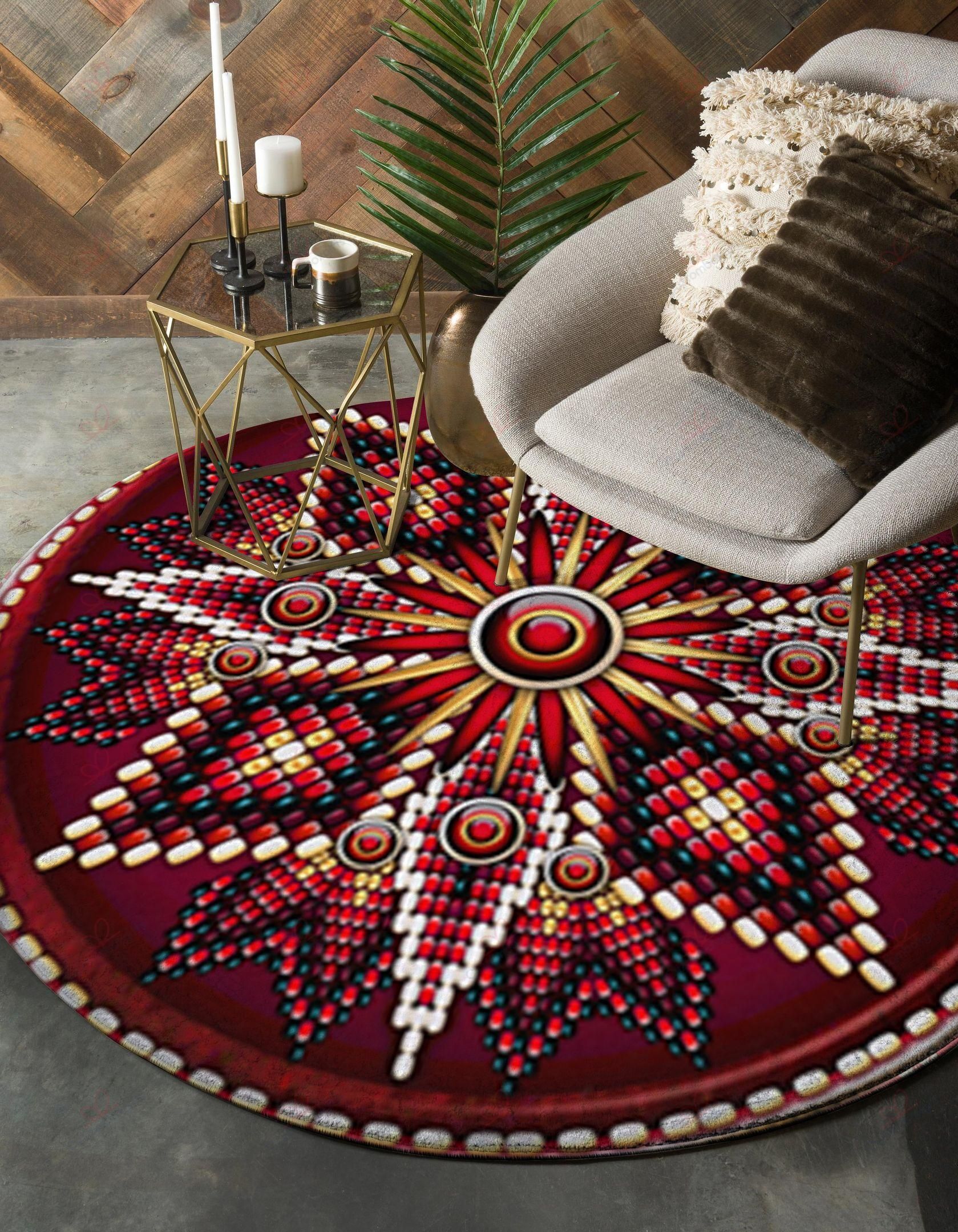 Naumaddic Arts Red Cross Rosette Native American Round Carpet Floor Rug Living Room Bedroom Decor Round Area Rug Carpet Naumaddic Arts Red Cross Rosette Native American Round Carpet Floor Rug Living Room Bedroom Decor Round Area Rug Carpet