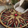 Naumaddic Arts Red Stone Dark Gray Native American Round Carpet Floor Rug Living Room Bedroom Decor Round Area Rug Carpet
