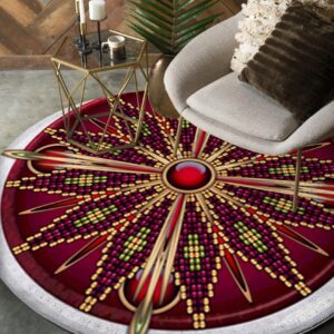 Naumaddic Arts Red Stone Native American Round Carpet Floor Rug Living Room Bedroom Decor Round Area Rug Carpet