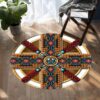 Naumaddic Arts Stone Cross Native American Round Carpet Floor Rug Living Room Bedroom Decor Round Area Rug Carpet