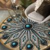 Naumaddic Arts White Native American Round Carpet Floor Rug Living Room Bedroom Decor Round Area Rug Carpet