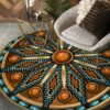Naumaddic Arts Yellow Native American Round Carpet Floor Rug Living Room Bedroom Decor Round Area Rug Carpet