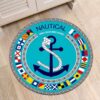 Nautical Anchor Round Carpet Floor Rug Living Room Bedroom Decor Round Area Rug Carpet