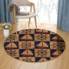Nautical Burlap Round Carpet Floor Rug Living Room Bedroom Decor Round Area Rug Carpet