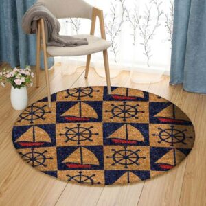 Nautical Burlap Round Carpet Floor Rug Living Room Bedroom Decor Round Area Rug Carpet