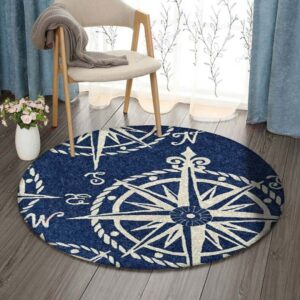 Nautical Round Carpet Floor Rug Living Room Bedroom Decor Round Area Rug Carpet