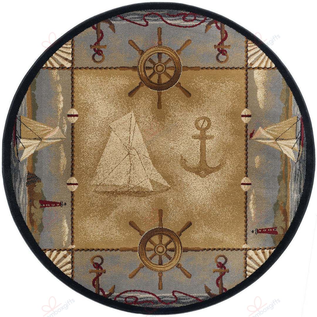 Nautical Lighthouse Round Carpet Floor Rug Living Room Bedroom Decor Round Area Rug Carpet Nautical Lighthouse Round Carpet Floor Rug Living Room Bedroom Decor Round Area Rug Carpet