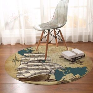 Nautical Ship Round Carpet Floor Rug Living Room Bedroom Decor Round Area Rug Carpet