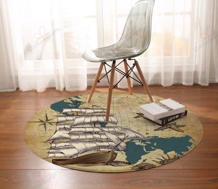 Nautical Ship Round Carpet Floor Rug Living Room Bedroom Decor Round Area Rug Carpet Nautical Ship Round Carpet Floor Rug Living Room Bedroom Decor Round Area Rug Carpet
