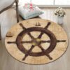 Nautical Vintage Rudder Round Carpet Floor Rug Living Room Bedroom Decor Round Area Rug Carpet