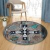 Navajo Pattern Round Carpet Floor Rug Living Room Bedroom Decor Round Area Rug Carpet