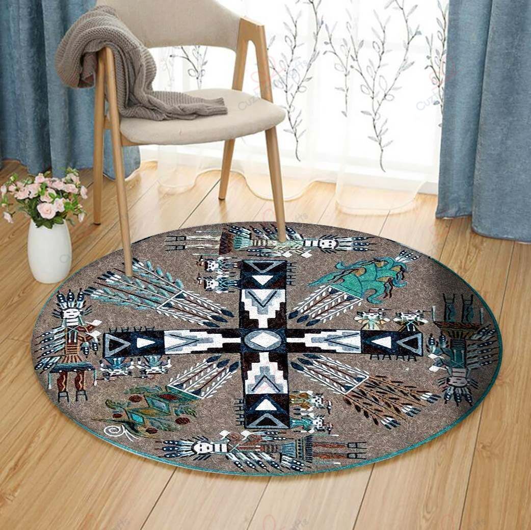 Navajo Pattern Round Carpet Floor Rug Living Room Bedroom Decor Round Area Rug Carpet Navajo Pattern Round Carpet Floor Rug Living Room Bedroom Decor Round Area Rug Carpet