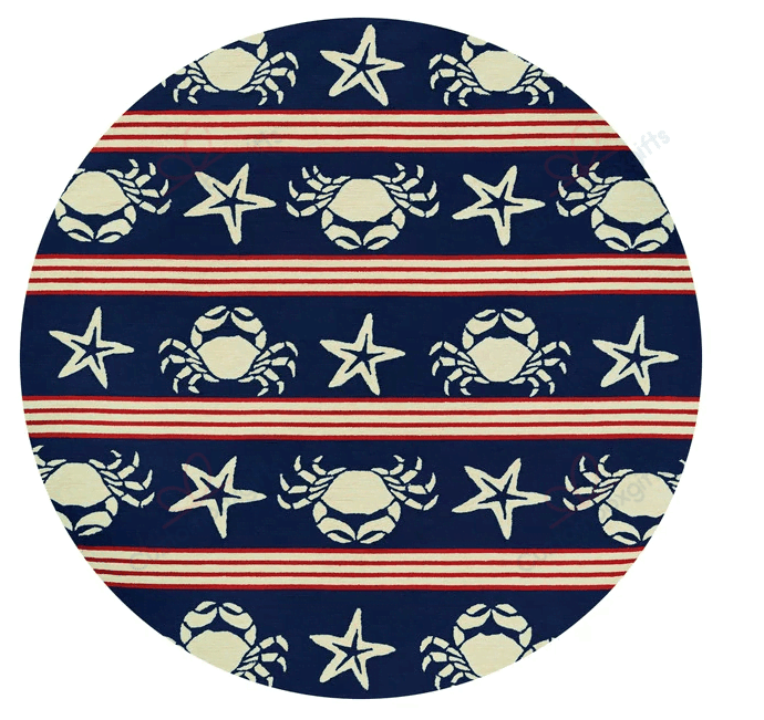 Navy Crab Round Carpet Floor Rug Living Room Bedroom Decor Round Area Rug Carpet Navy Crab Round Carpet Floor Rug Living Room Bedroom Decor Round Area Rug Carpet