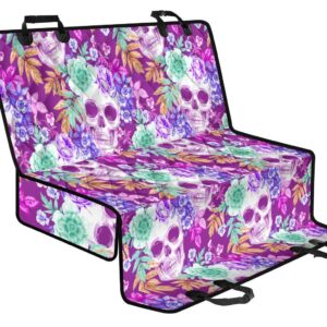 Neon Skull Floral Pattern Print Pet Car Back Seat Cover - b79f09ce9c42
