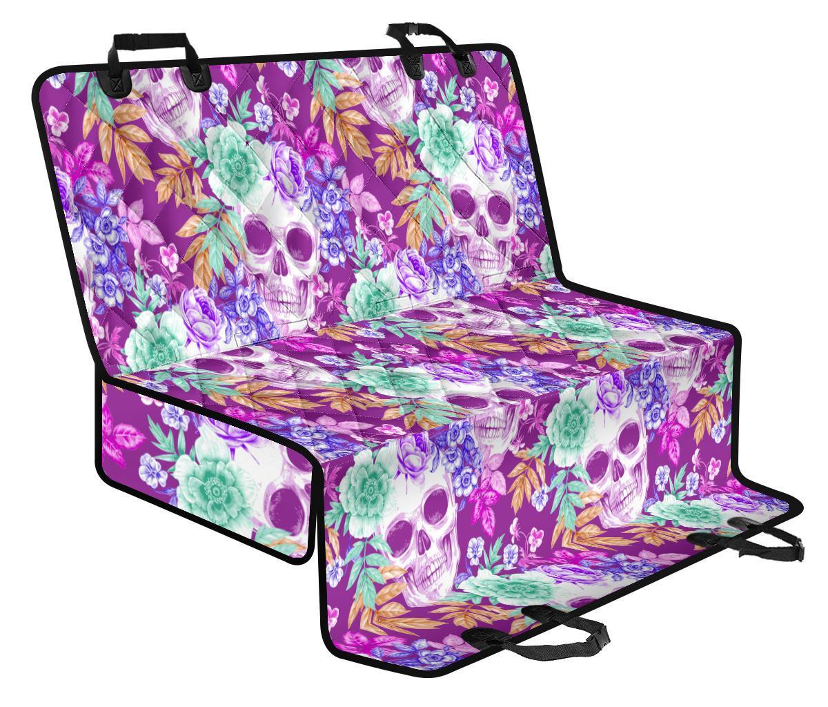 Neon Skull Floral Pattern Print Pet Car Back Seat Cover - b79f09ce9c42 Neon Skull Floral Pattern Print Pet Car Back Seat Cover - b79f09ce9c42